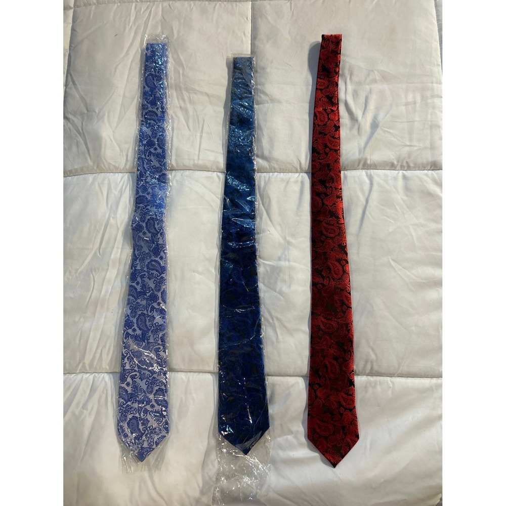 Satin Argyle Ties set of 3 Red Blue Baby Blue